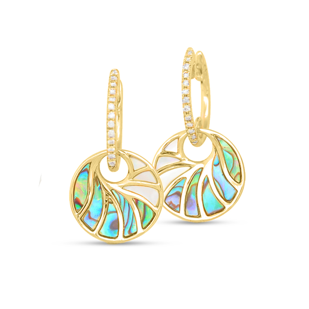 Gold Round Abalone earrings