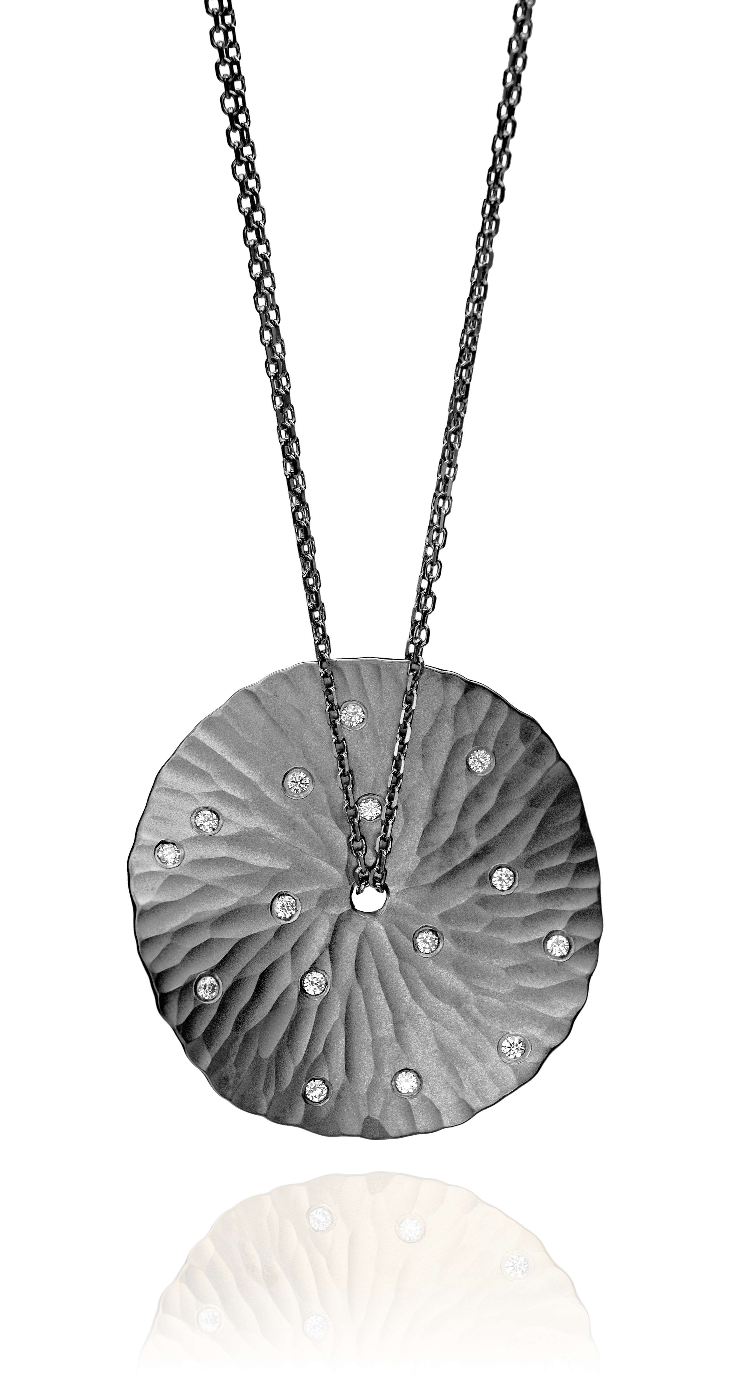 Hammered Sterling Silver Disc Pendant with Chain