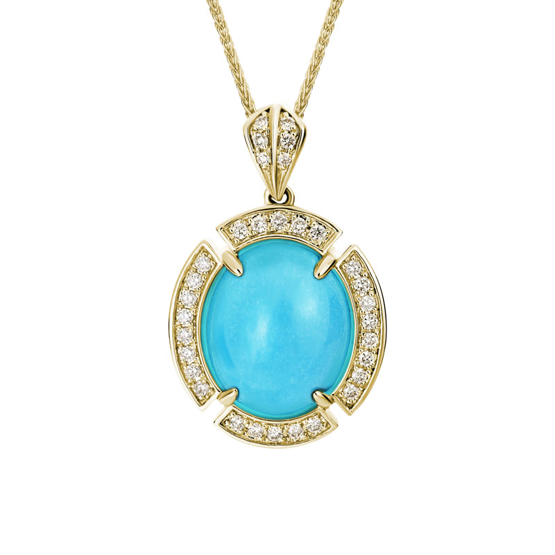 Turquoise Pendant with Diamonds