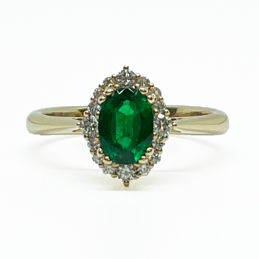 Yellow Gold Ring with Emerald and Diamonds
